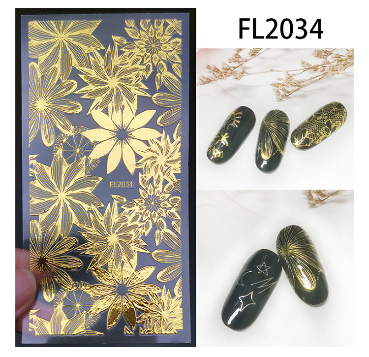 Geometric Leaves Flower Abstract Nail Art Sticker