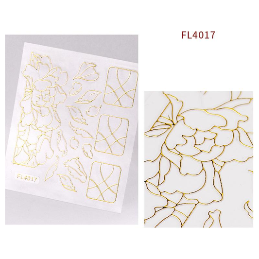 Geometric Leaves Flower Abstract Nail Art Sticker