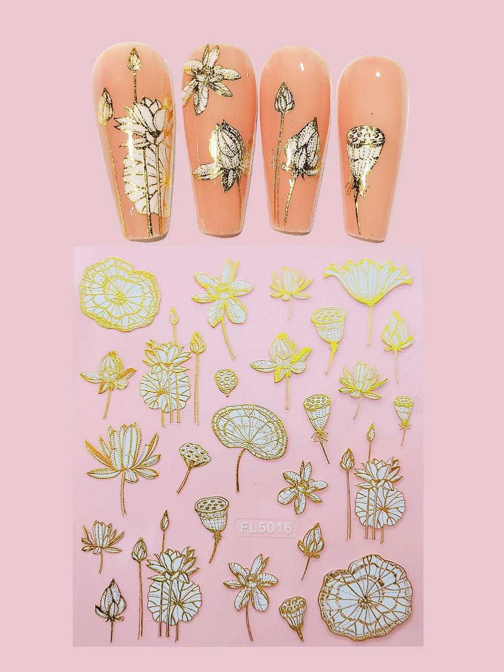 Geometric Leaves Flower Abstract Nail Art Sticker