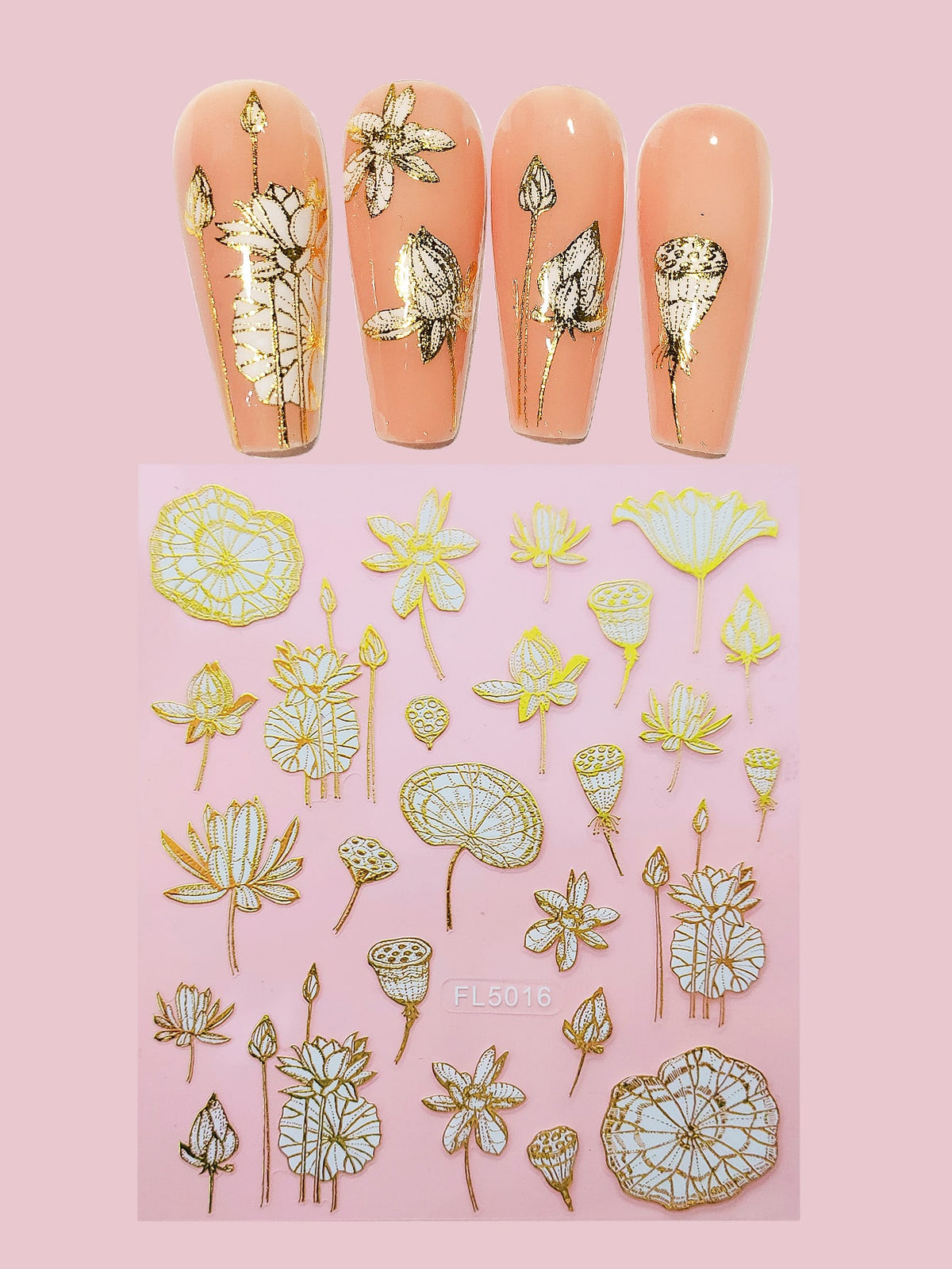 Geometric Leaves Flower Abstract Nail Art Sticker