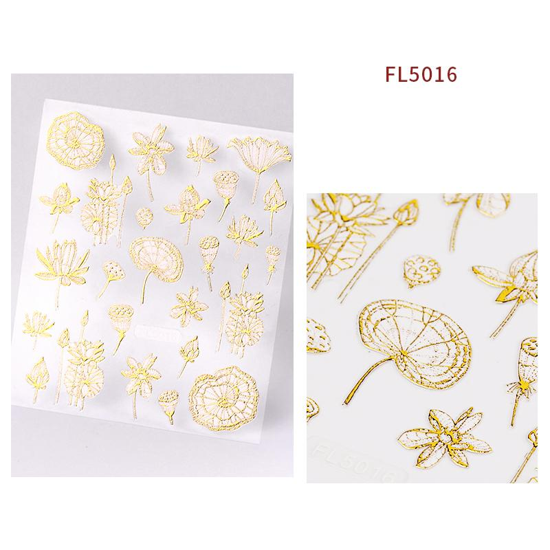 Geometric Leaves Flower Abstract Nail Art Sticker