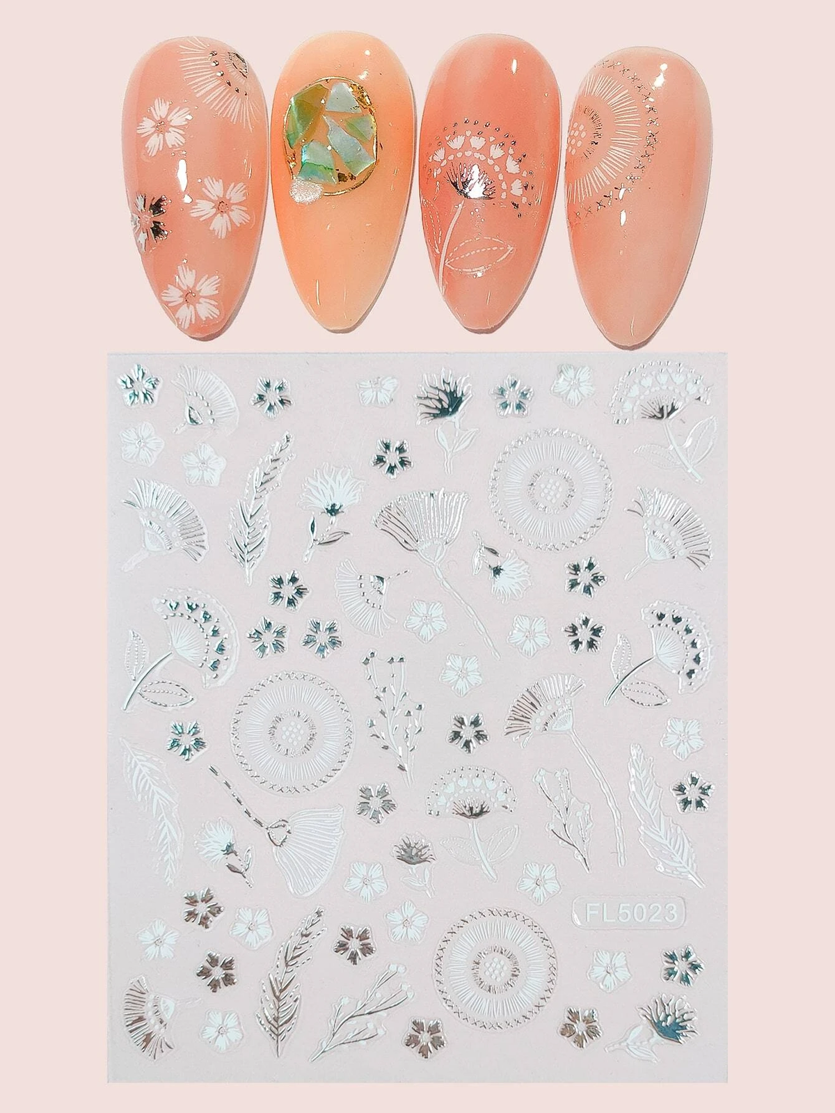 Geometric Leaves Flower Abstract Nail Art Sticker