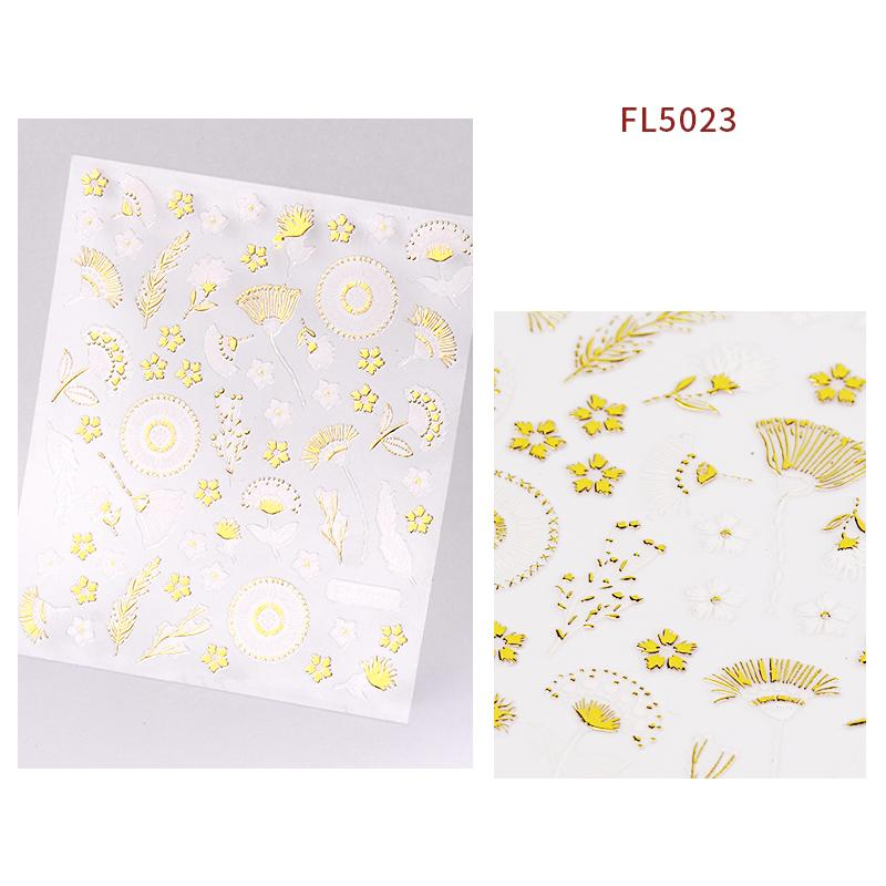 Geometric Leaves Flower Abstract Nail Art Sticker