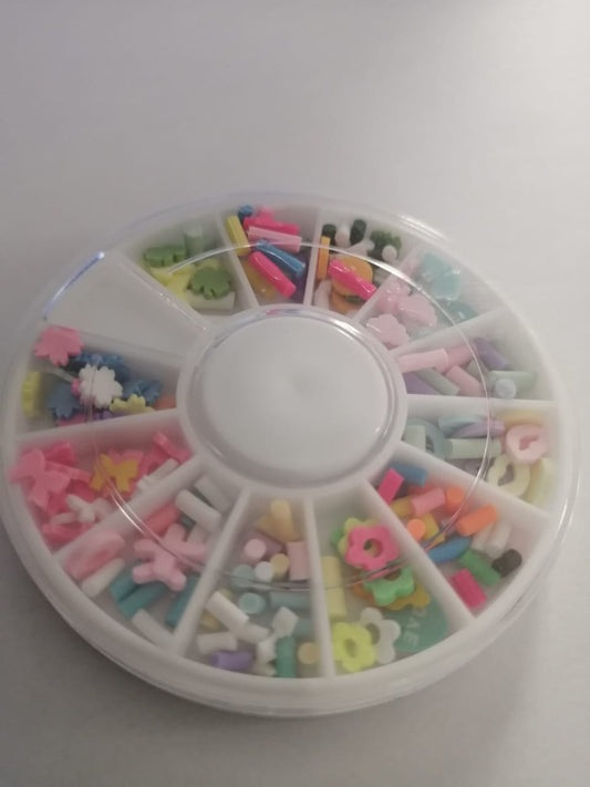 Fimo Polymer Nail Art -  FM004 - LIPS WHEEL, PASTEL COLOURS