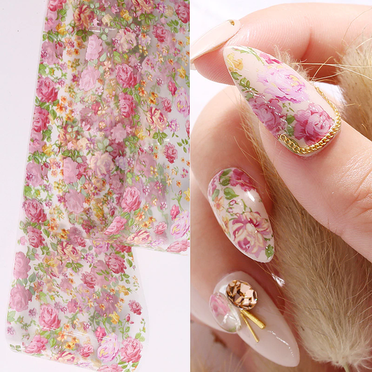 Floral Rose Foil Nail Transfer