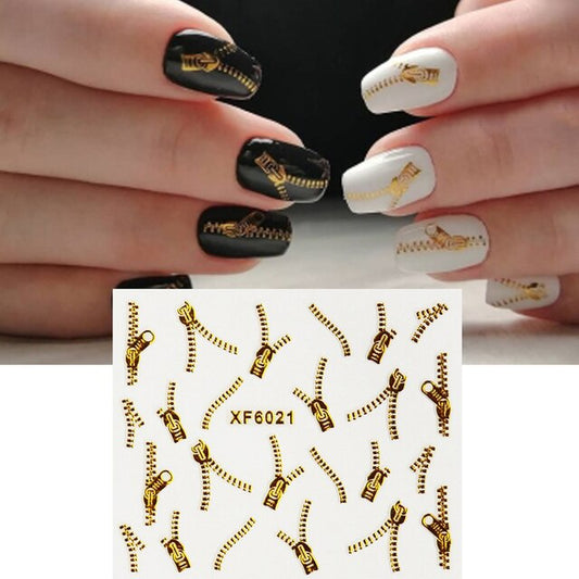 Gold Zip Nail Art Sticker