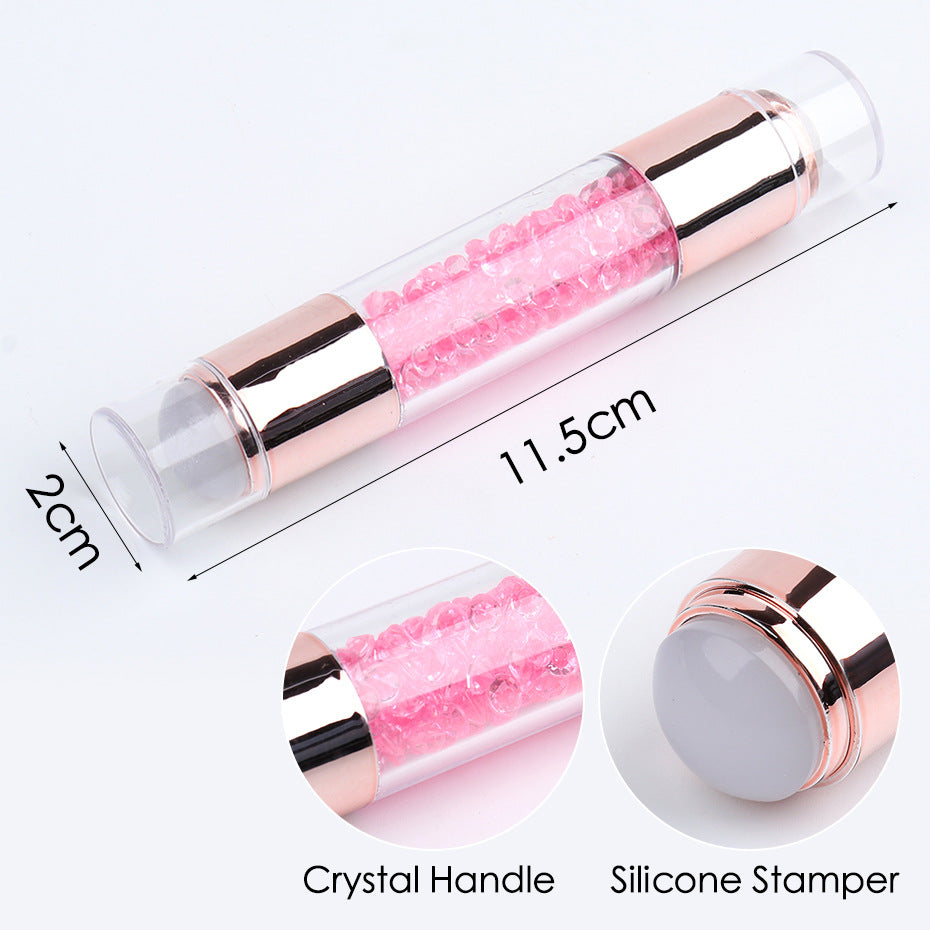 Jelly Silicone French Crystal Handle Nail Art Stamper