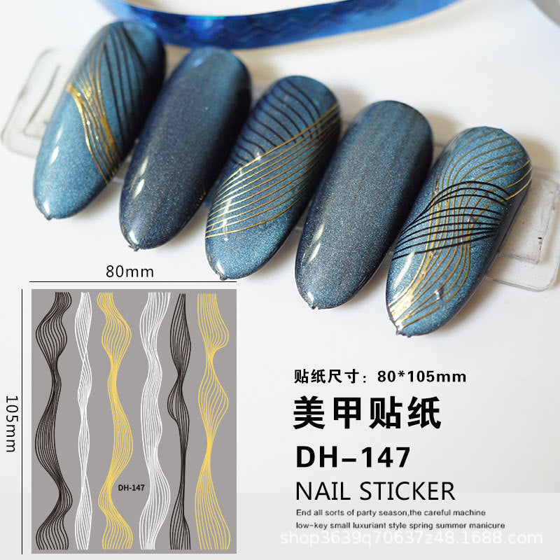 Waves Geometric Lines Dots Abstract Nail Art Sticker