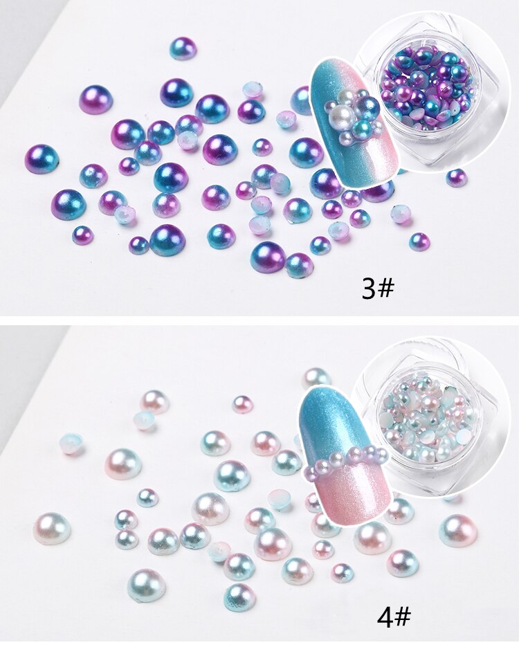 Color Mermaid Ball Pearl Semicircle Nail Pearl Nail Art Decoration