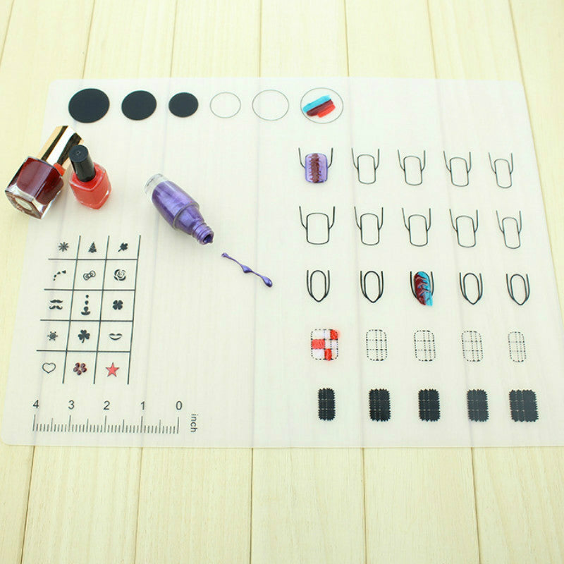 Silicone Nail Stamp Mat Nail Art Polish Transfer Pattern Pad - Mat E