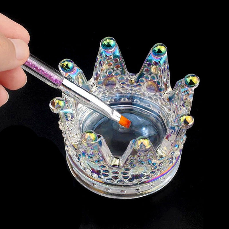 Crystal Crown Brush Holder Prop Nail Liquid Container