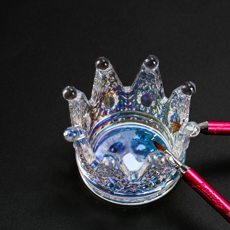 Crystal Crown Brush Holder Prop Nail Liquid Container