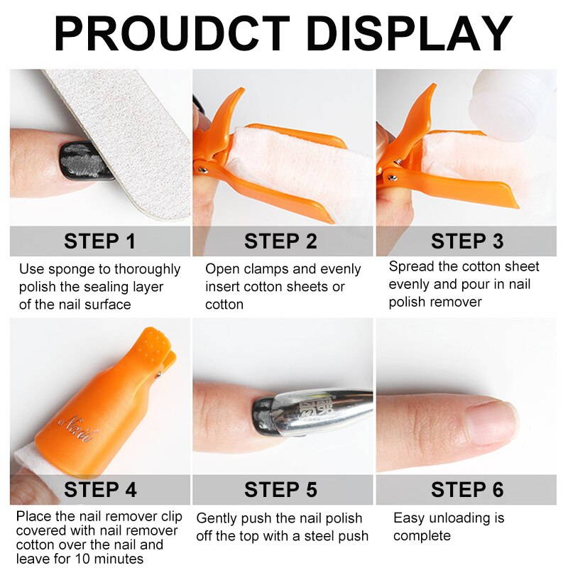 Plastic Acrylic Nail Art Soak Off Cap Clip UV Gel Polish Remover Wrap Tool