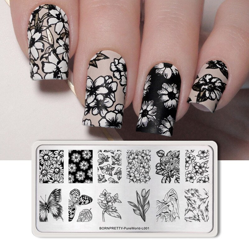 Pure World Born Pretty Nail Stamping Plate - L001