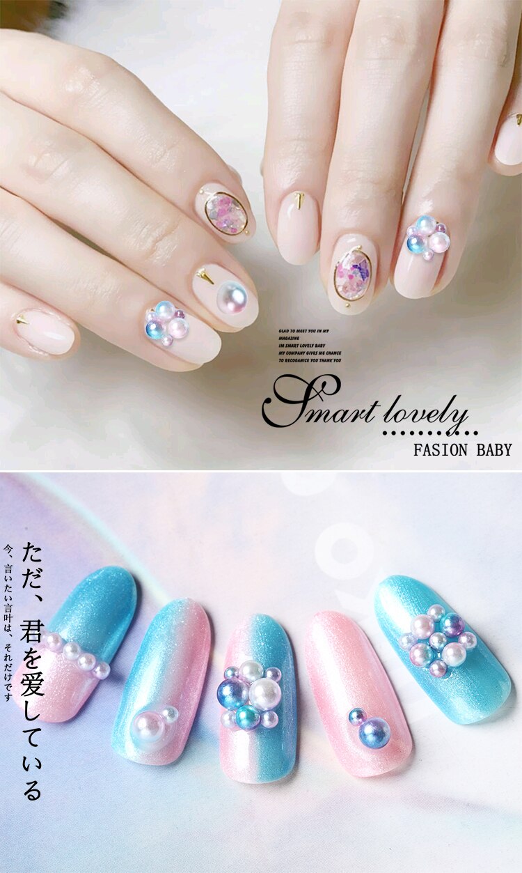 Color Mermaid Ball Pearl Semicircle Nail Pearl Nail Art Decoration