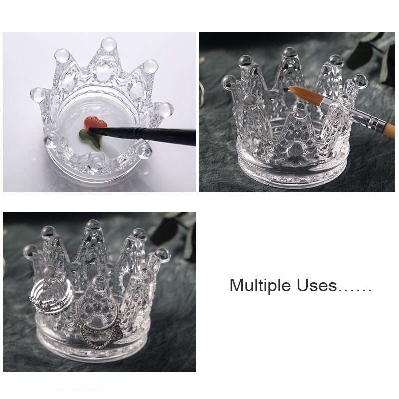 Crystal Crown Brush Holder Prop Nail Liquid Container