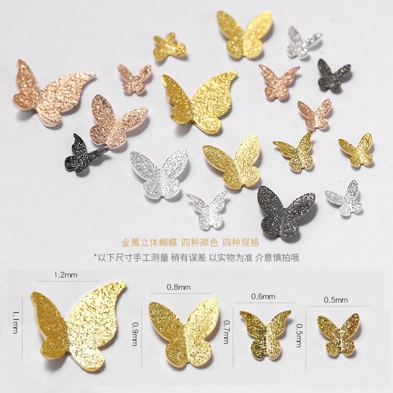 TR28 - 3D Metal Butterfly Frosted Silver Nail Art Decoration