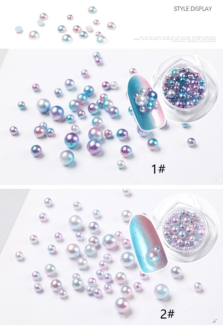 Color Mermaid Ball Pearl Semicircle Nail Pearl Nail Art Decoration