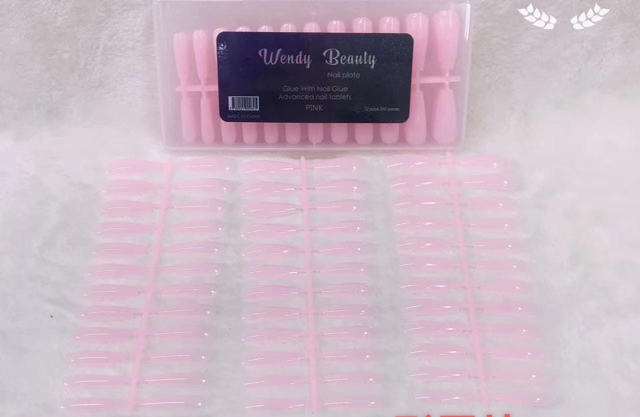 Wendy Full Cover Coffin Pink Tips Press On 240pcs