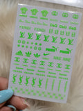 Dark Green Fashion Design Brand Sport Text Geometric Nail Sticker