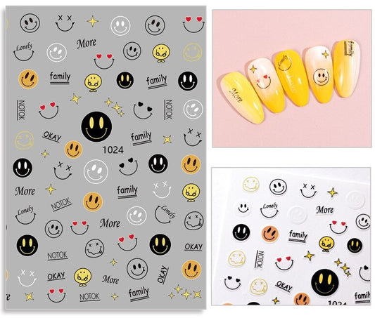 Emoji Smiley Faces Nail Art Sticker