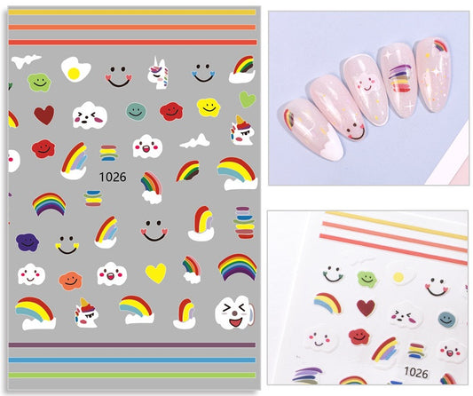 Rainbows Clouds Nail Art Sticker