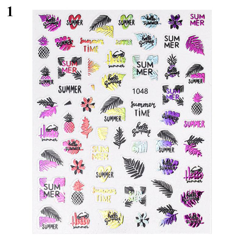 Geometric Tropical Flower Leaves Nail Art Sticker