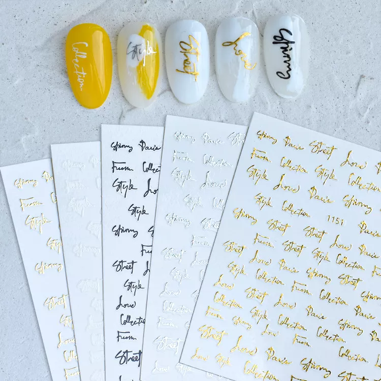 Words Text Script Nail Art Sticker