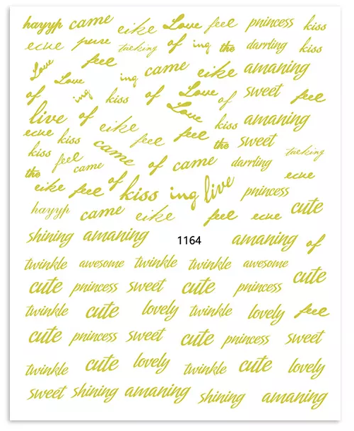 Words Text Script Nail Art Sticker