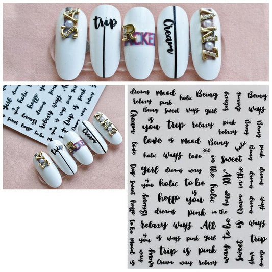 Words Text Script Nail Art Sticker