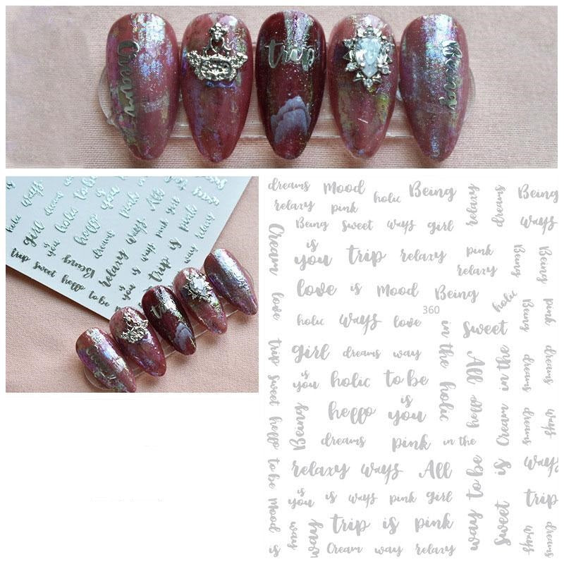 Words Text Script Nail Art Sticker