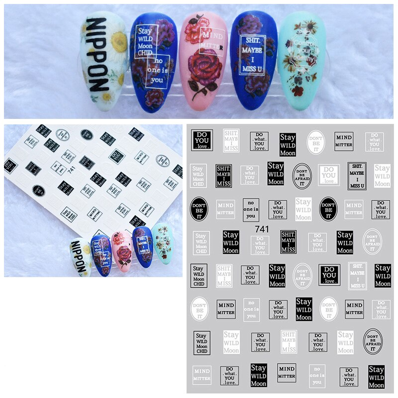 Words Text Script Nail Art Sticker