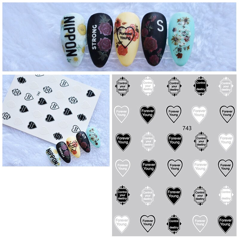 Words Text Script Nail Art Sticker