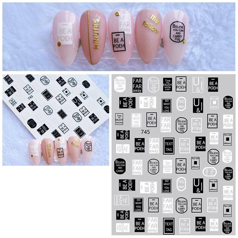 Words Text Script Nail Art Sticker