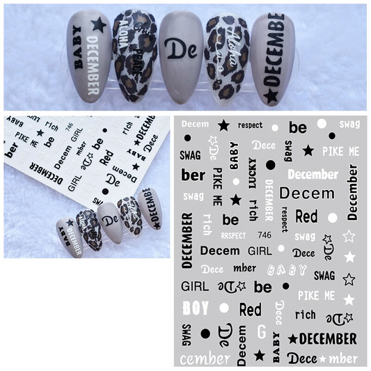 Words Text Script Nail Art Sticker