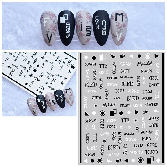 Words Text Script Nail Art Sticker