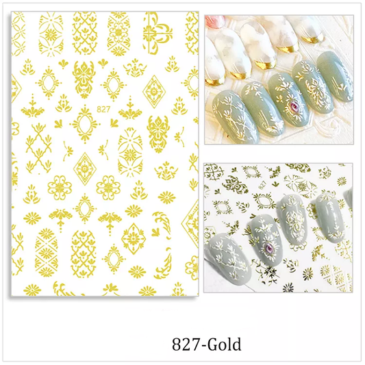 Lace Gold Nail Art Sticker