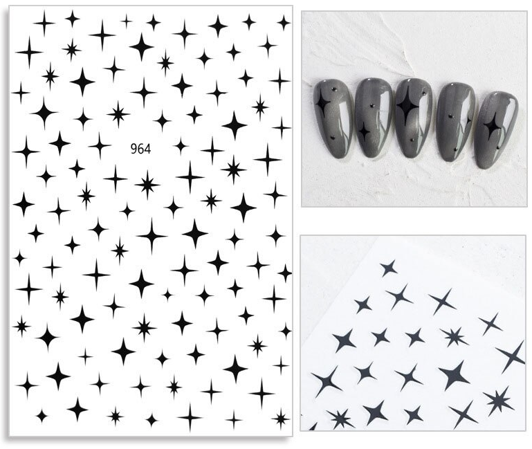 Stars White Nail Art Sticker