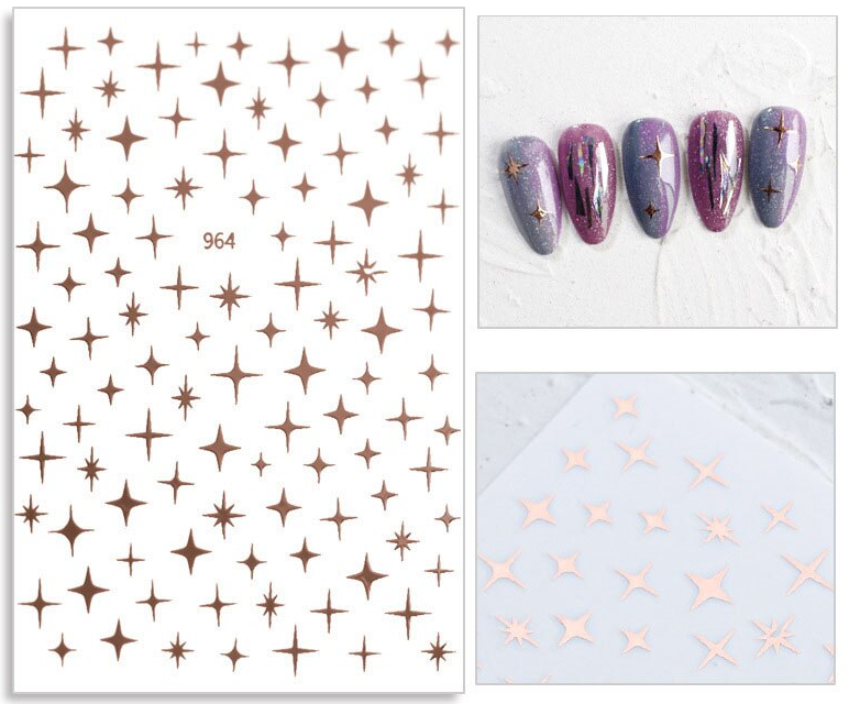 Stars Rose Gold Nail Art Sticker