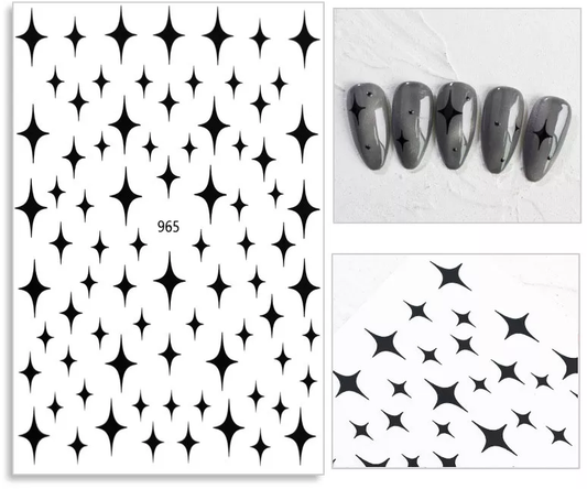 Stars Black Nail Art Sticker