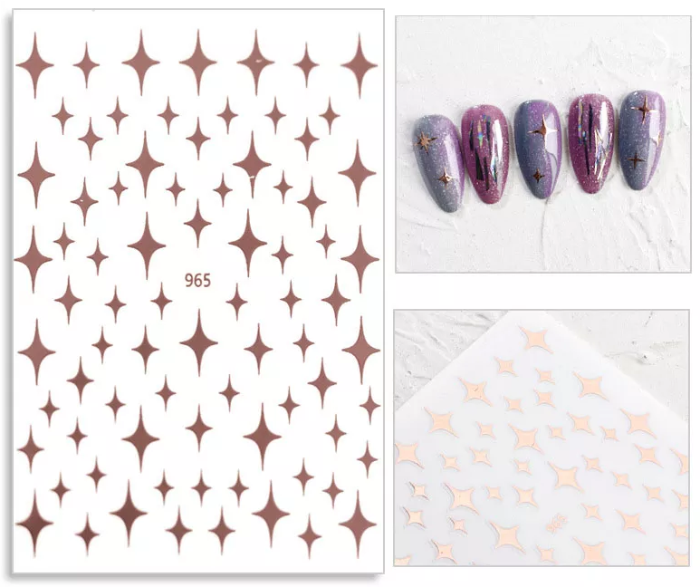 Stars Rose Gold Nail Art Sticker