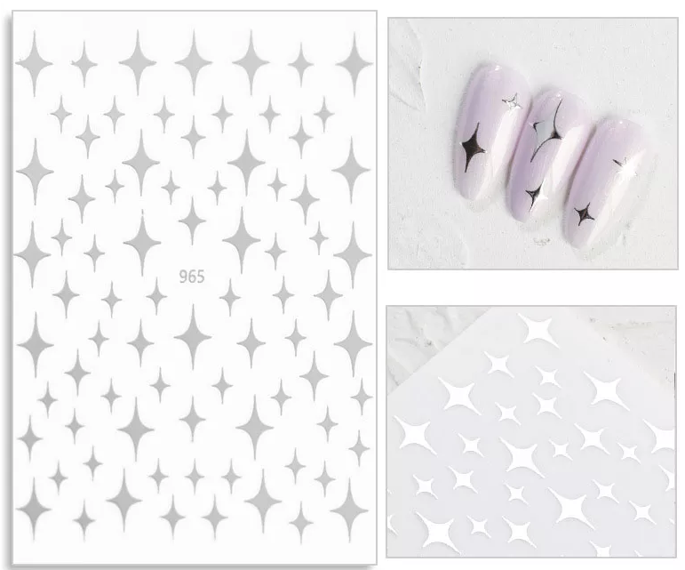 Stars Silver Nail Art Sticker