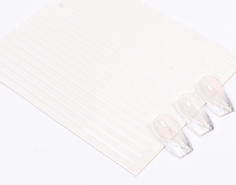 White Line Nail Art Sticker