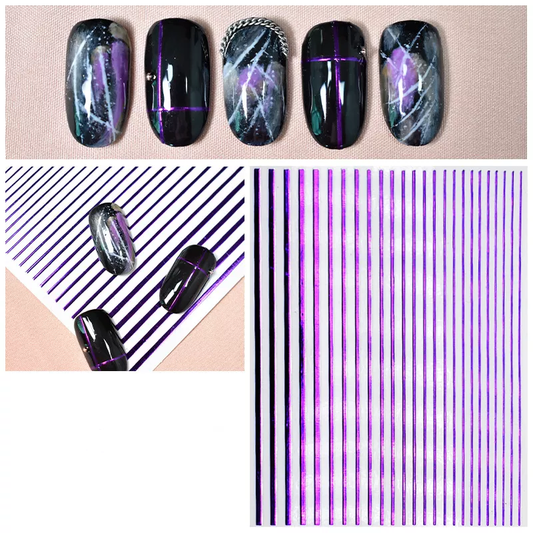 Purple Line Nail Art Sticker