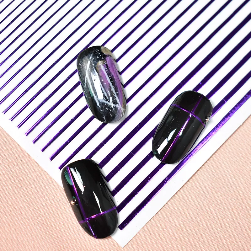 Purple Line Nail Art Sticker