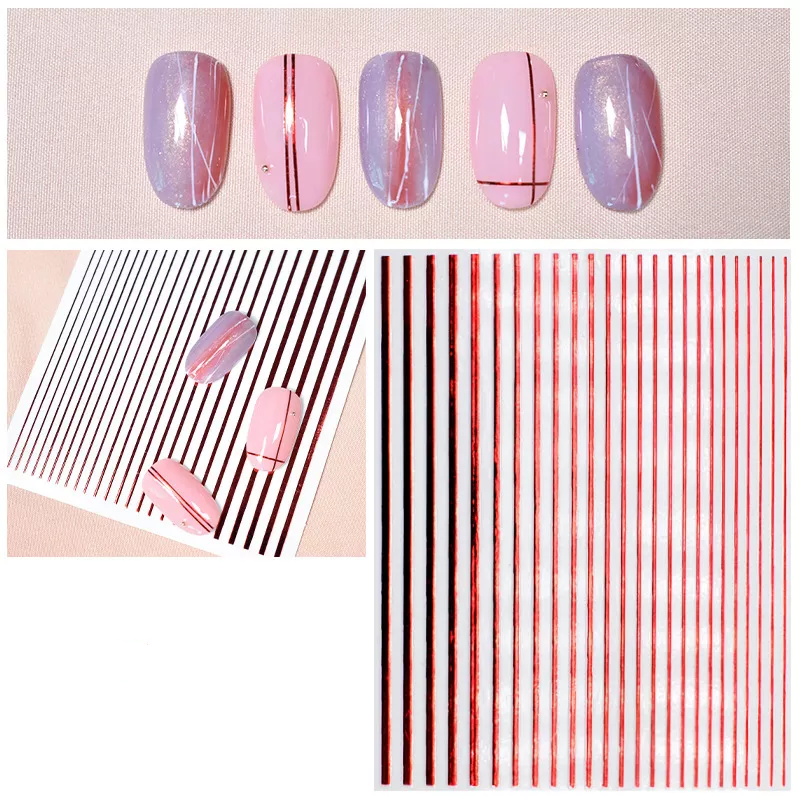 Red Line Nail Art Sticker