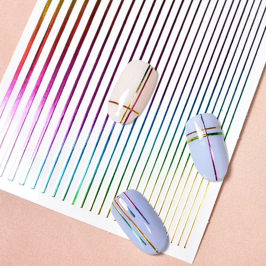 Rainbow Line Nail Art Sticker