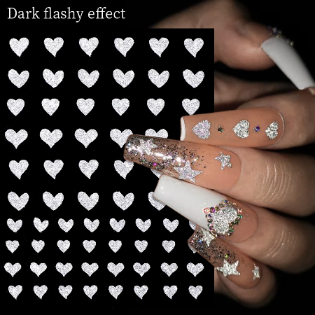 Reflective Hearts Nail Art Sticker