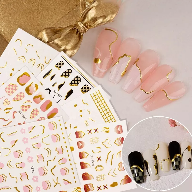 Waves Ribbon Abstract Marble Nail Art Sticker