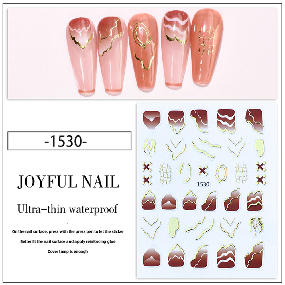 Waves Ribbon Abstract Marble Nail Art Sticker